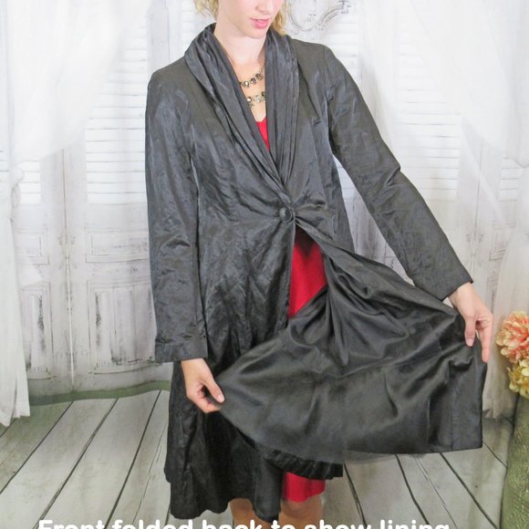 Eileen Fisher coat, Black knee length shawl collar, Fits to 38 inch bust, unworn - Picture 8 of 11